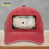 New York Excelsior Rusty Novelty License Plate Hat Unconstructed Cotton / Red