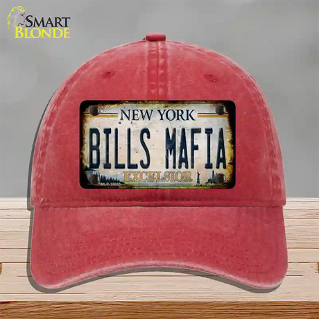 Bills Mafia New York Rusty Novelty License Plate Hat Tag Unconstructed Cotton / Red