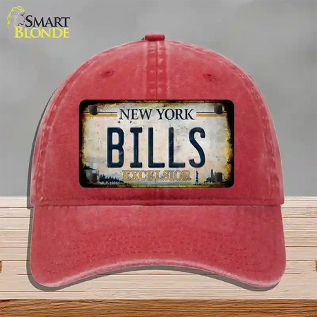 Bills Excelsior New York Rusty Novelty License Plate Hat Tag Unconstructed Cotton / Red