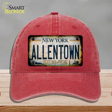 Allentown Excelsior New York Rusty Novelty License Plate Hat Tag Unconstructed Cotton / Red