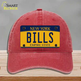 Bills NY Yellow Novelty License Plate Hat Tag Unconstructed Cotton / Red