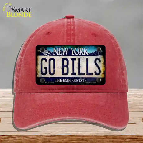 Go Bills New York Rusty Novelty License Plate Hat Tag Unconstructed Cotton / Red