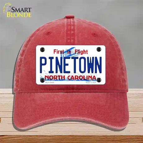 Pinetown North Carolina Novelty License Plate Hat Tag Unconstructed Cotton / Red