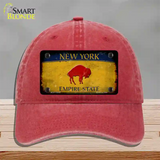 Red Buffalo NY Yellow Rusty Novelty License Plate Hat Tag Unconstructed Cotton / Red