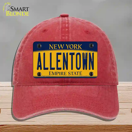 Allentown NY Yellow Novelty License Plate Hat Tag Unconstructed Cotton / Red