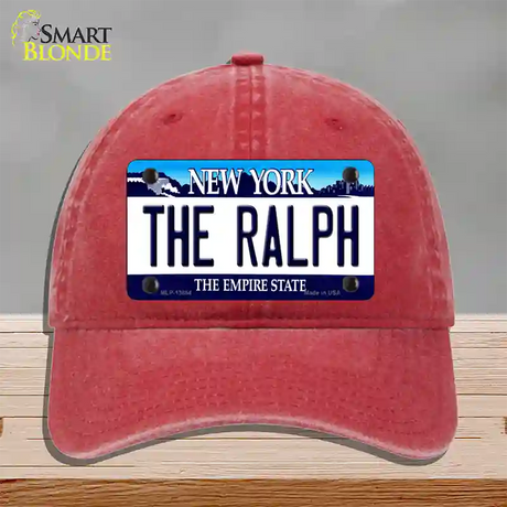 The Ralph NY Blue Novelty License Plate Hat Tag Unconstructed Cotton / Red