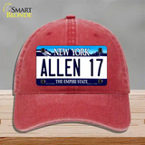 Allen 17 NY Blue Novelty License Plate Hat Tag Unconstructed Cotton / Red