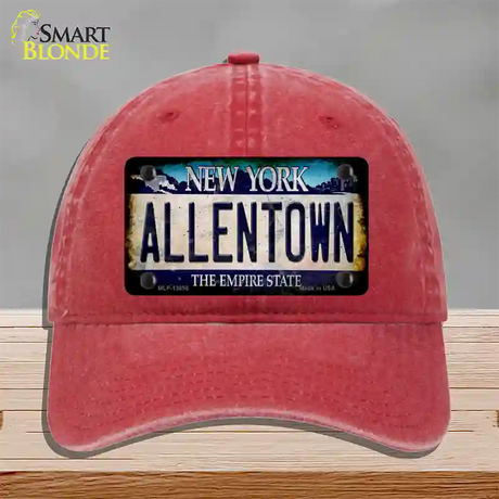 Allentown NY Blue Rusty Novelty License Plate Hat Tag Unconstructed Cotton / Red