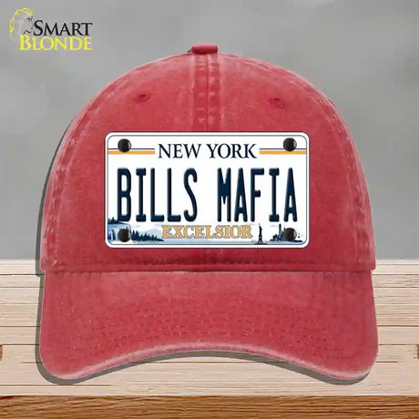 Bills Mafia NY Excelsior Novelty License Plate Hat Tag Unconstructed Cotton / Red