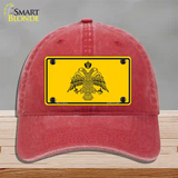 Byzantine Empire Flag Yellow Novelty License Plate Hat Tag Unconstructed Cotton / Red