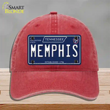 Memphis Tennessee Blue Novelty License Plate Hat Tag Unconstructed Cotton / Red