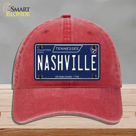 Nashville Tennessee Blue Novelty License Plate Hat Tag Unconstructed Cotton / Red