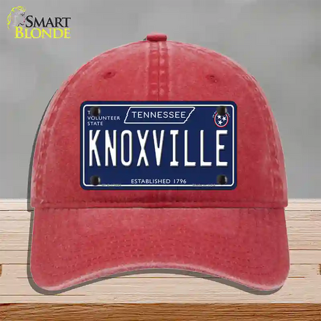 Knoxville Tennessee Blue Novelty License Plate Hat Tag Unconstructed Cotton / Red