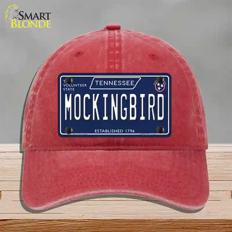 Mockingbird Tennessee Blue Novelty License Plate Hat Tag Unconstructed Cotton / Red