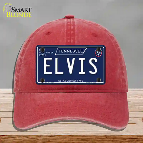 Elvis Tennessee Blue Novelty License Plate Hat Tag Unconstructed Cotton / Red