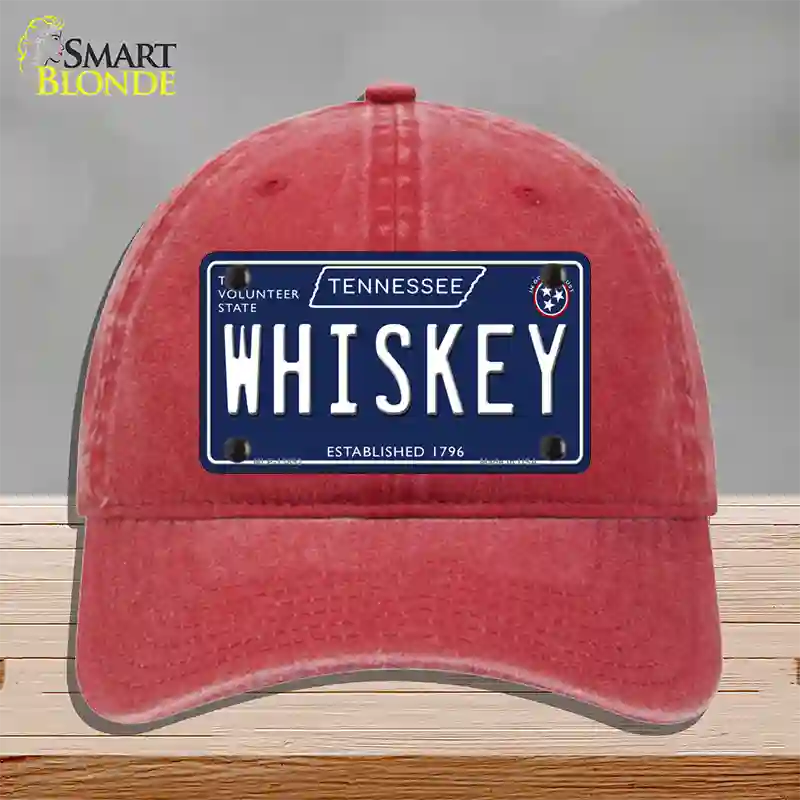 Whiskey Tennessee Blue Novelty License Plate Hat Tag Unconstructed Cotton / Red