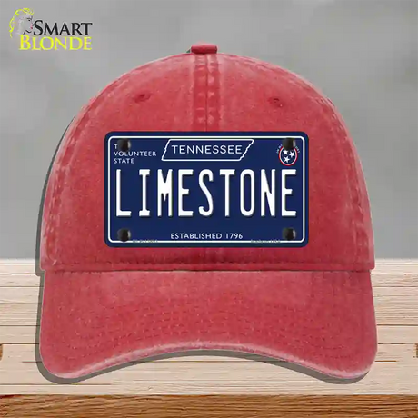 Limestone Tennessee Blue Novelty License Plate Hat Tag Unconstructed Cotton / Red