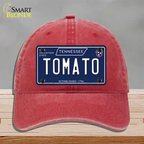 Tomato Tennessee Blue Novelty License Plate Hat Tag Unconstructed Cotton / Red