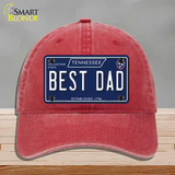 Best Dad Tennessee Blue Novelty License Plate Hat Tag Unconstructed Cotton / Red