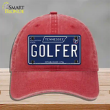 Golfer Tennessee Blue Novelty License Plate Hat Tag Unconstructed Cotton / Red