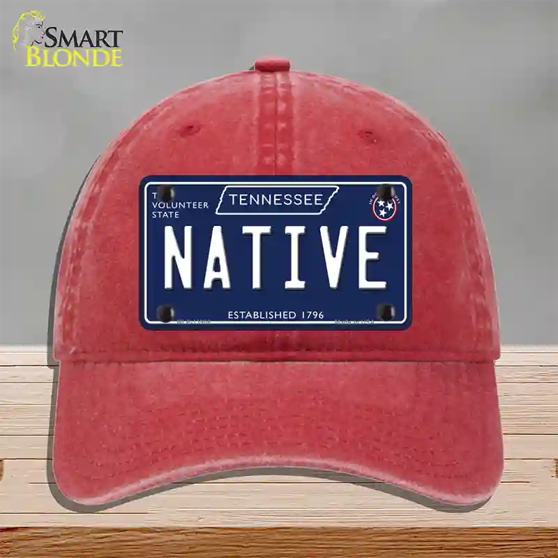 Native Tennessee Blue Novelty License Plate Hat Tag Unconstructed Cotton / Red