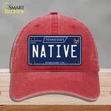 Native Tennessee Blue Novelty License Plate Hat Tag Unconstructed Cotton / Red