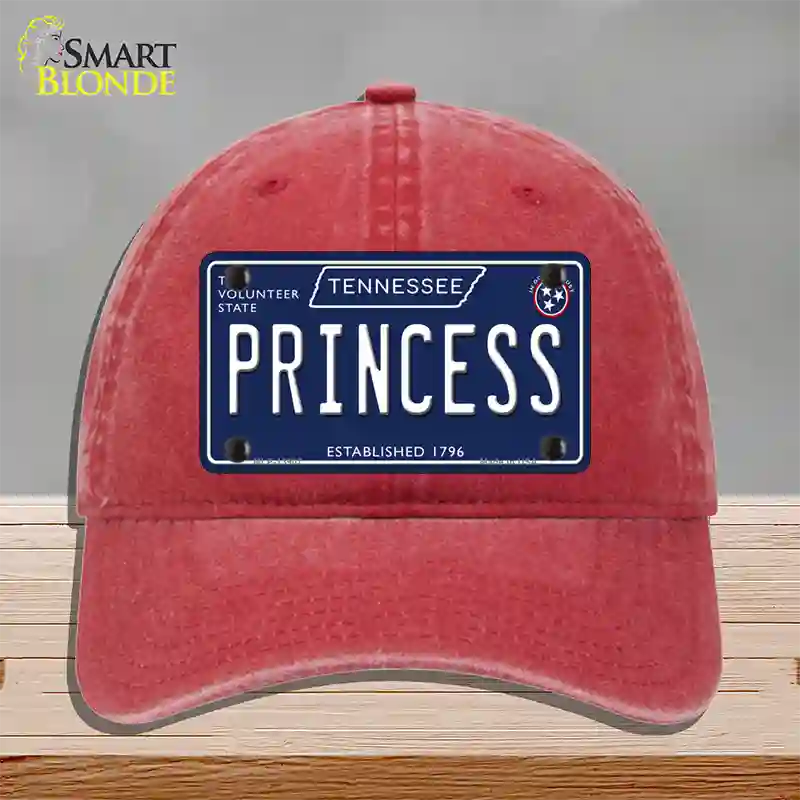 Princess Tennessee Blue Novelty License Plate Hat Tag Unconstructed Cotton / Red