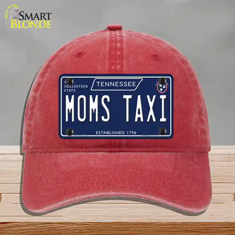 Moms Taxi Tennessee Blue Novelty License Plate Hat Tag Unconstructed Cotton / Red