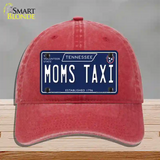 Moms Taxi Tennessee Blue Novelty License Plate Hat Tag Unconstructed Cotton / Red