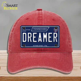 Dreamer Tennessee Blue Novelty License Plate Hat Tag Unconstructed Cotton / Red