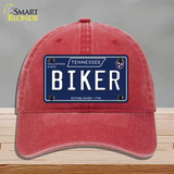 Biker Tennessee Blue Novelty License Plate Hat Tag Unconstructed Cotton / Red