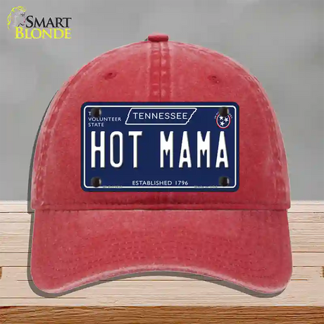 Hot Mama Tennessee Blue Novelty License Plate Hat Tag Unconstructed Cotton / Red