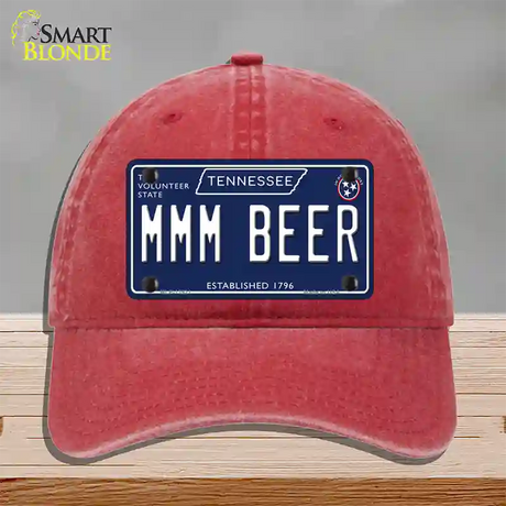 Mmm Beer Tennessee Blue Novelty License Plate Hat Tag Unconstructed Cotton / Red