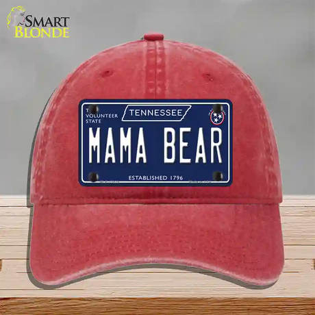 Mama Bear Tennessee Blue Novelty License Plate Hat Tag Unconstructed Cotton / Red