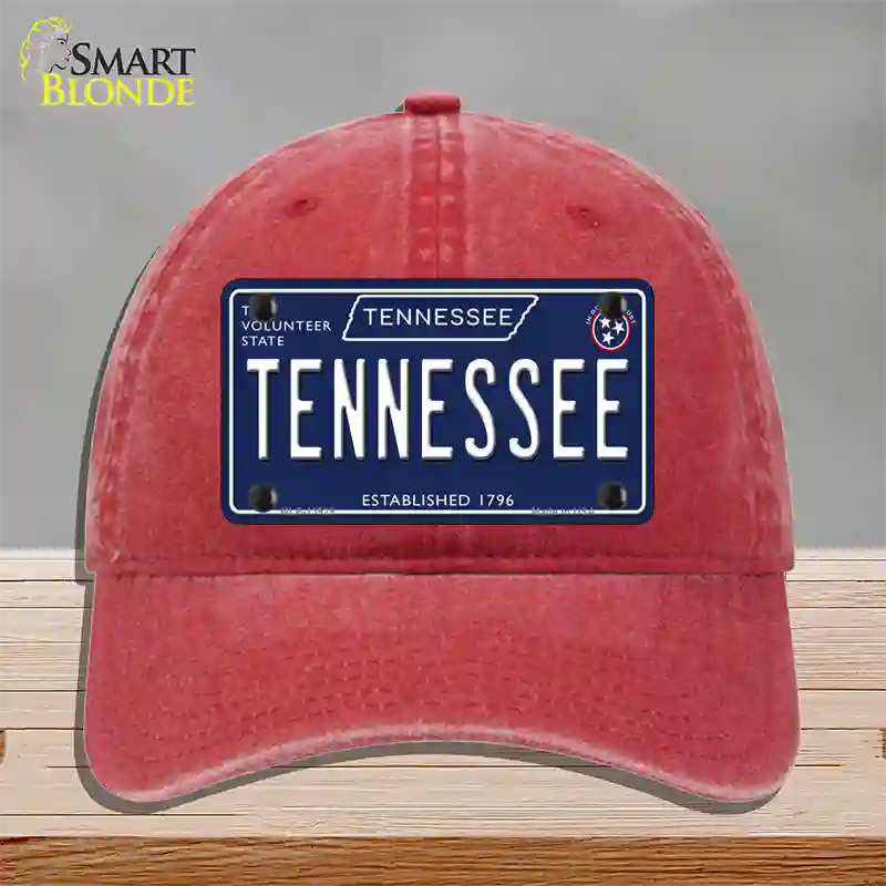 TN Tennessee Blue Novelty License Plate Hat Tag Unconstructed Cotton / Red