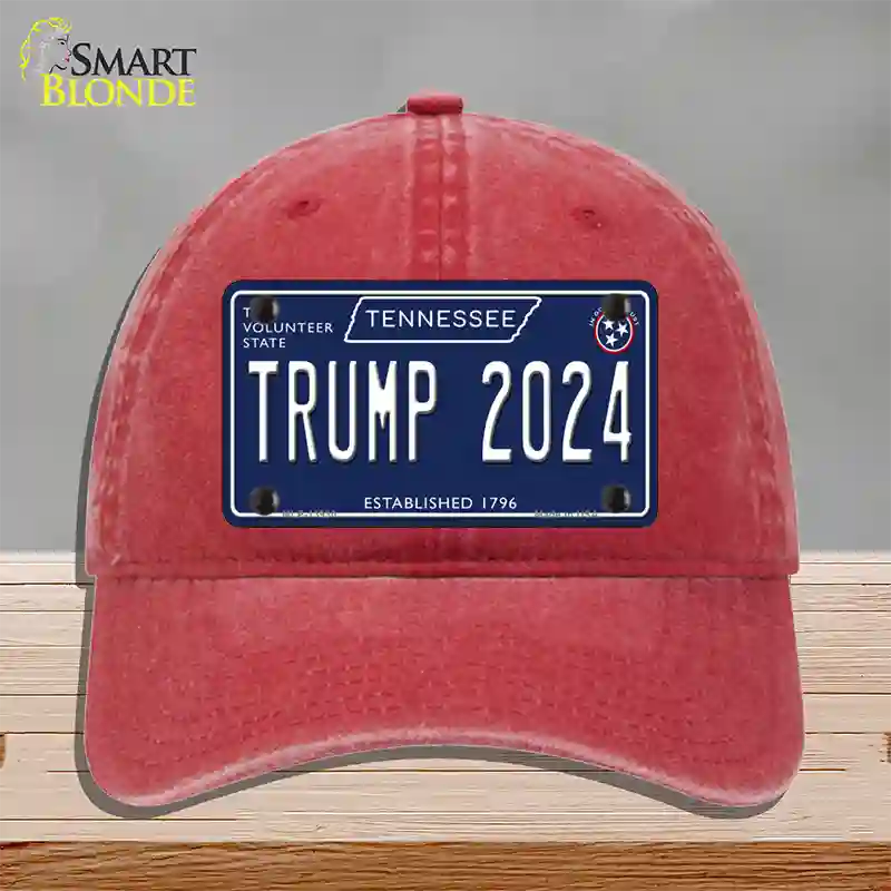 Trump 2024 Tennessee Blue Novelty License Plate Hat Tag Unconstructed Cotton / Red