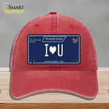 I Heart U Tennessee Blue Novelty License Plate Hat Tag Unconstructed Cotton / Red