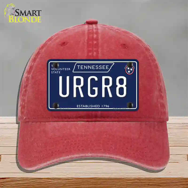 URGR8 Tennessee Blue Novelty License Plate Hat Tag Unconstructed Cotton / Red