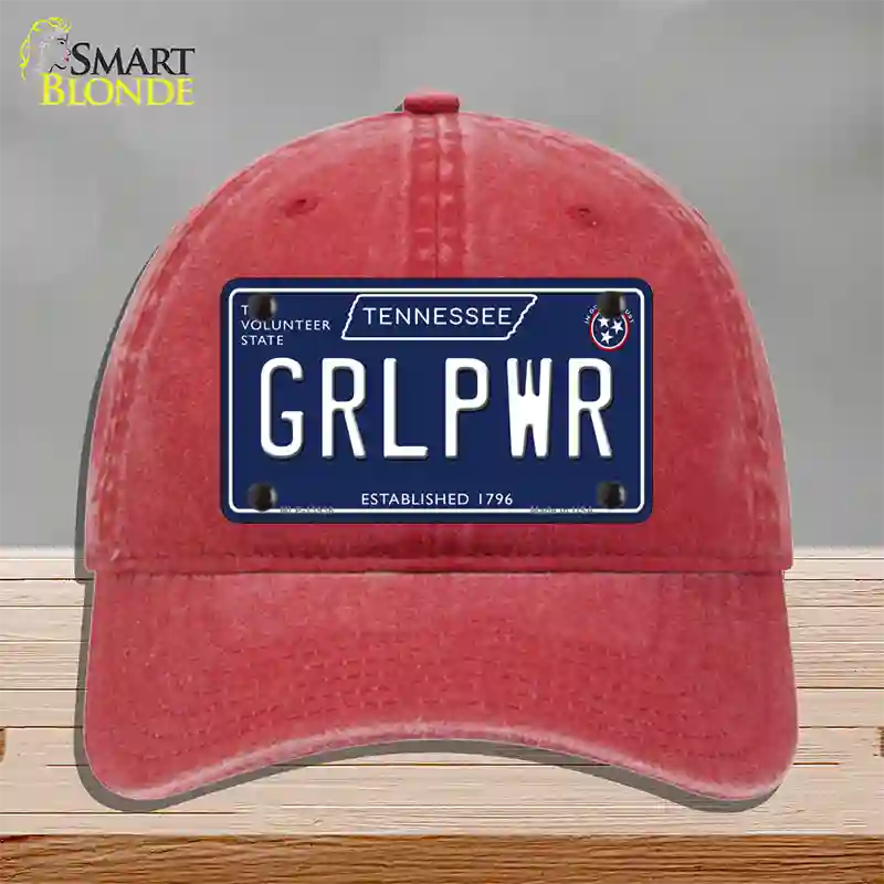 Grlpwr Tennessee Blue Novelty License Plate Hat Tag Unconstructed Cotton / Red