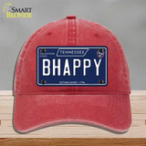 B Happy Tennessee Blue Novelty License Plate Hat Tag Unconstructed Cotton / Red