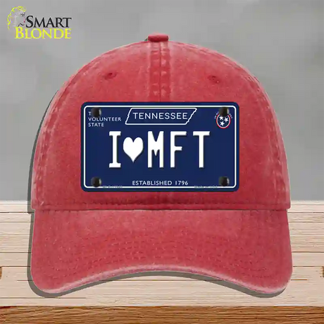 I Heart MFT Tennessee Blue Novelty License Plate Hat Tag Unconstructed Cotton / Red