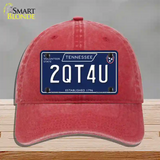 2QT4U Tennessee Blue Novelty License Plate Hat Tag Unconstructed Cotton / Red