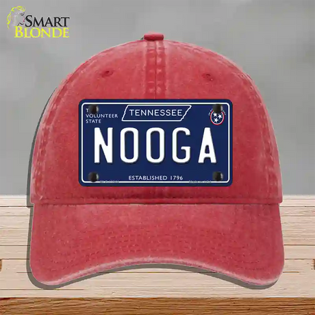 Nooga Tennessee Blue Novelty License Plate Hat Tag Unconstructed Cotton / Red