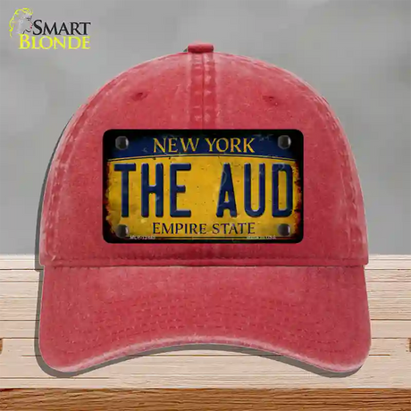 The Aud New York Yellow Novelty License Plate Hat Tag Unconstructed Cotton / Red