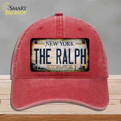 The Ralph New York White Novelty License Plate Hat Tag Unconstructed Cotton / Red