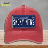 Smoky Mtns Tennessee Blue Novelty License Plate Hat Tag Unconstructed Cotton / Red