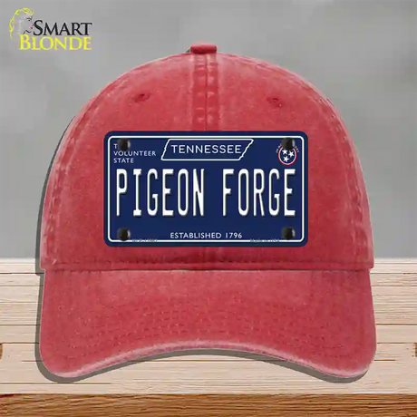 Pigeon Forge Tennessee Blue Novelty License Plate Hat Tag Unconstructed Cotton / Red