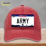 Texas Army Novelty License Plate Hat Tag Unconstructed Cotton / Red