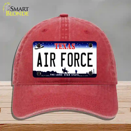 Texas Air Force Novelty License Plate Hat Tag Unconstructed Cotton / Red