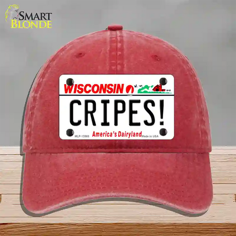 Cripes Wisconsin Novelty License Plate Hat Tag Unconstructed Cotton / Red